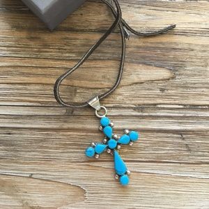 Sterling Silver & Turquoise Cross Pendant